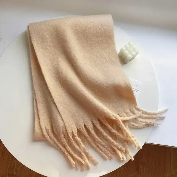Écharpe Selvendra – Écharpe en laine douce caramel pour l'hiver