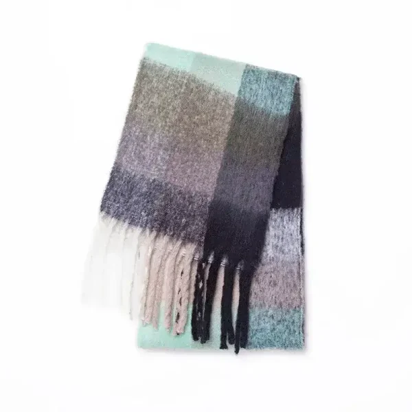 Écharpe à carreaux multicolores Ventusia – Accessoire d'hiver en cachemire et acrylique pour femme
