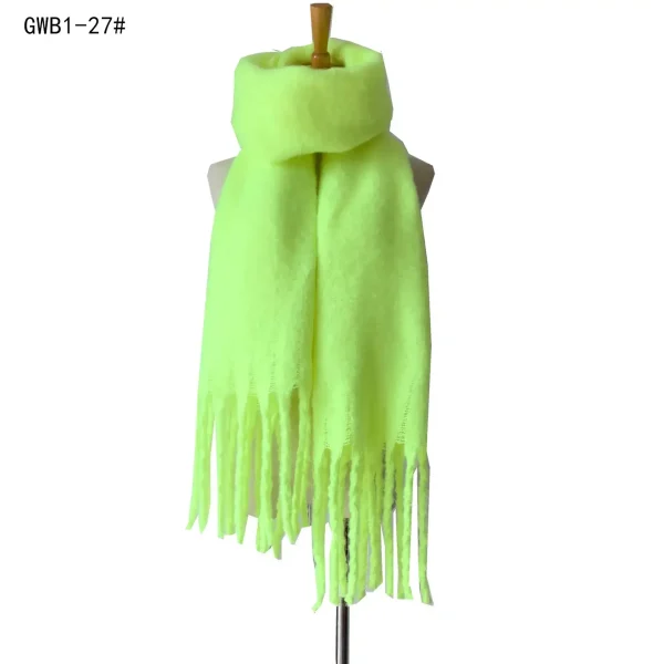 Vorena – Écharpe en laine néon pour femme avec franges